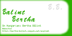 balint bertha business card